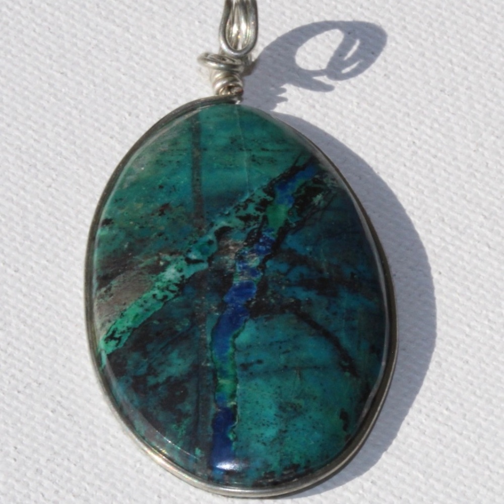 Navajo Sterling Silver, Azurite & Malachite PENDANT Native American